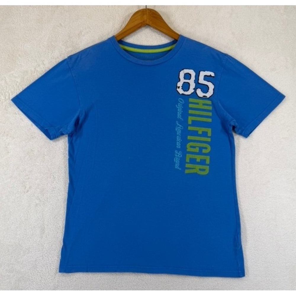 Tommy Hilfiger Youth Boys Blue Graphic T-Shirt 85 Original American Brand Tee L